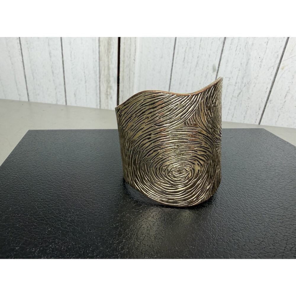 Vintage Silver Tone MCM Carved Swirl Cuff Bracelet Chunky Statement - Picture 3 of 6